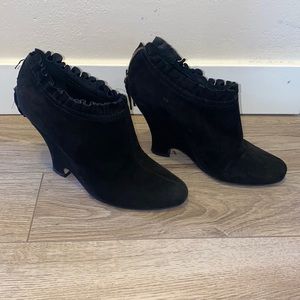 Miu Miu black suede wedge 4” heel booties EU size 38
